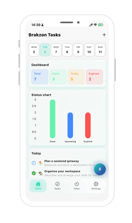 Brakzon Tasks light dashboard